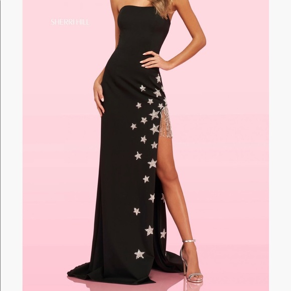 Sherri Hill 54198 Star Beaded Fringe Gown - Picture 2 of 8